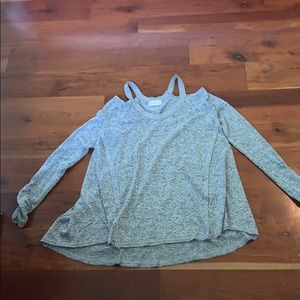 grey light sweater off the shoulder with straps